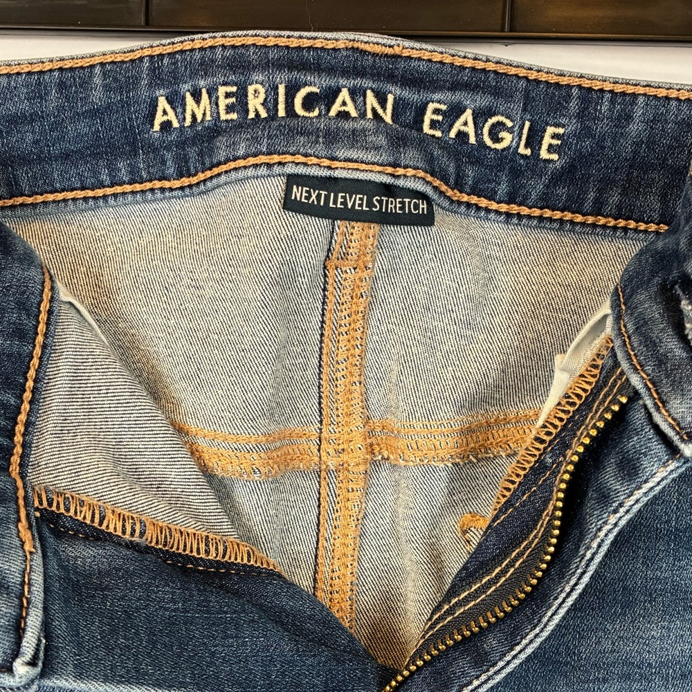 American Eagle High Rise Jegging Size 10 Long Next Level Stretch Skinny Med Wash - Picture 2 of 8